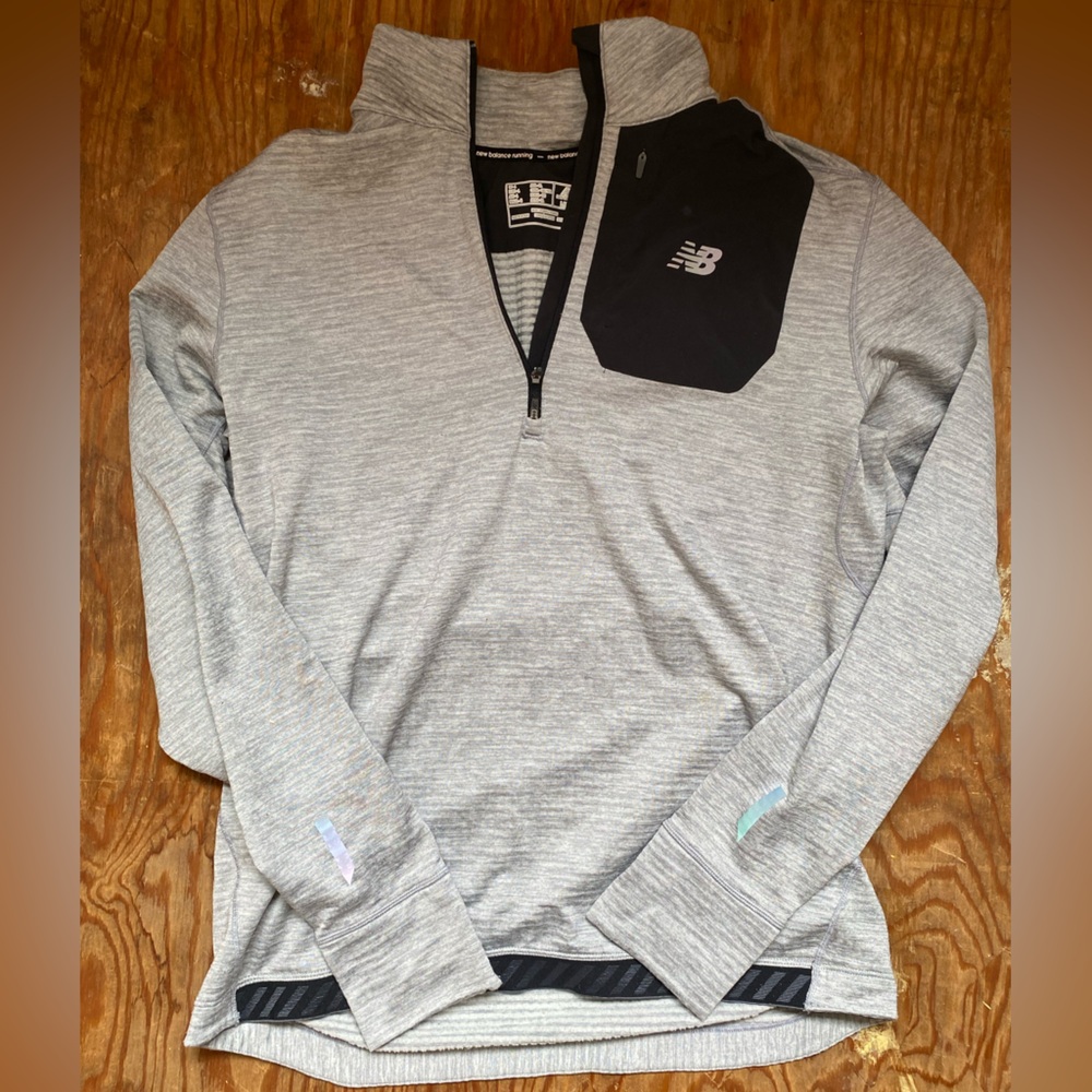 New Balance Gray Half-Zip thermal layer men Large